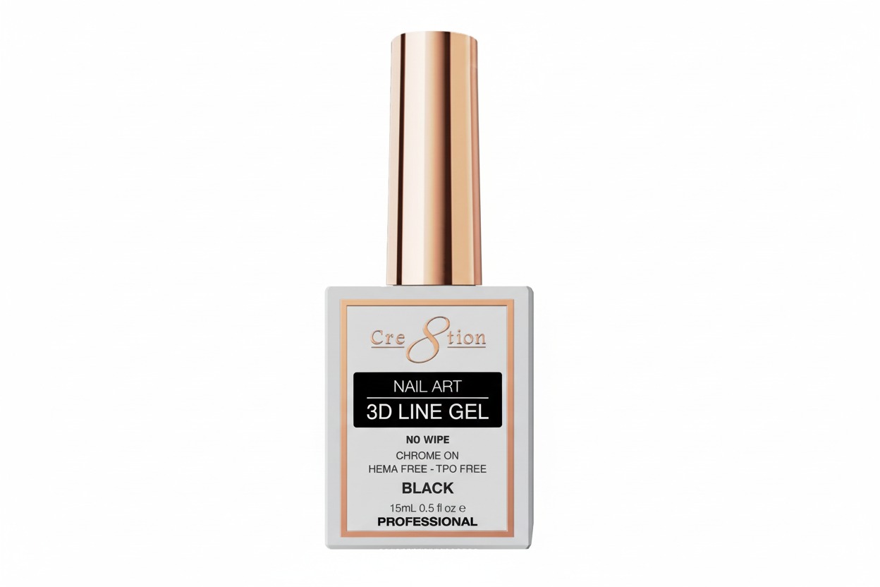 Cre8tion 3D Line Gel - Black – No Wipe, Chrome Ready – KS Nail Supply