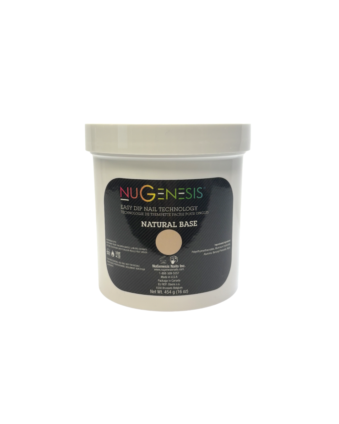 NuGenesis Natural Base Dip Powder 16oz – Soft White Foundation for Flawless French Manicures & Clean