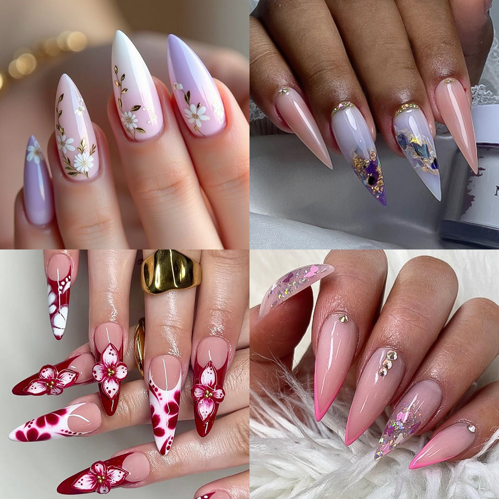 ElegantLong Almond Nail Tips 500PCS - Long Lasting Half Cover Tips for Acrylic & Press On Nails, 12 Sizes