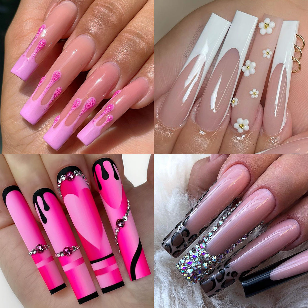 3XL Nail Sculpting Forms 500pcs – Ultra Long & Wide Square Tips for Extreme Acrylic & Gel Nail Extensions, 12 Sizes