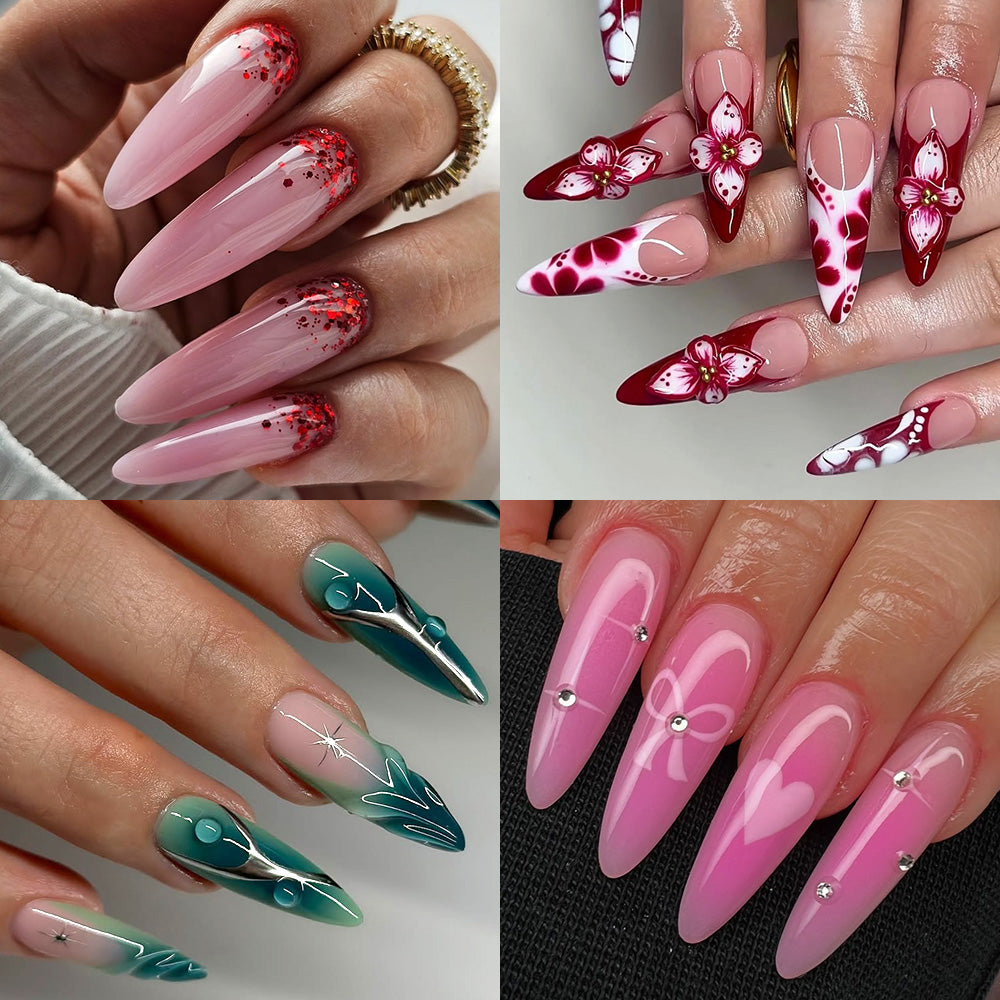 Extra Long Almond Nail Tips 500PCS - XL Length Half Cover Tips for Dramatic Acrylic & Press On Nails, 12 Sizes