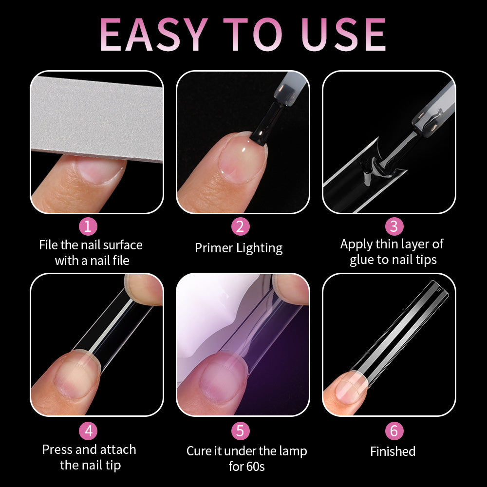 3XL Nail Sculpting Forms 500pcs – Ultra Long & Wide Square Tips for Extreme Acrylic & Gel Nail Extensions, 12 Sizes