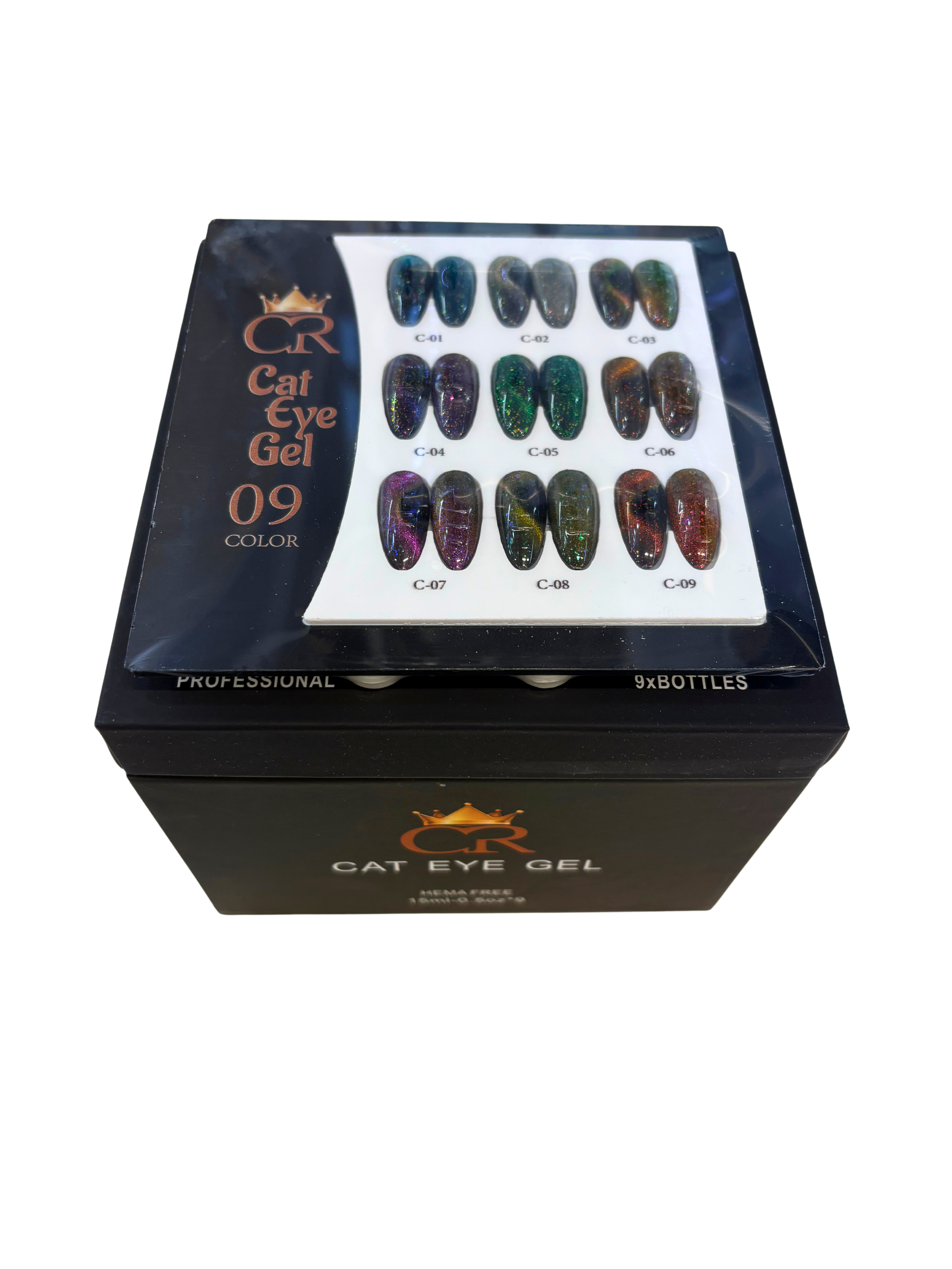 CROWN Glitter Cateye Gel Polish - 9 Colors Set