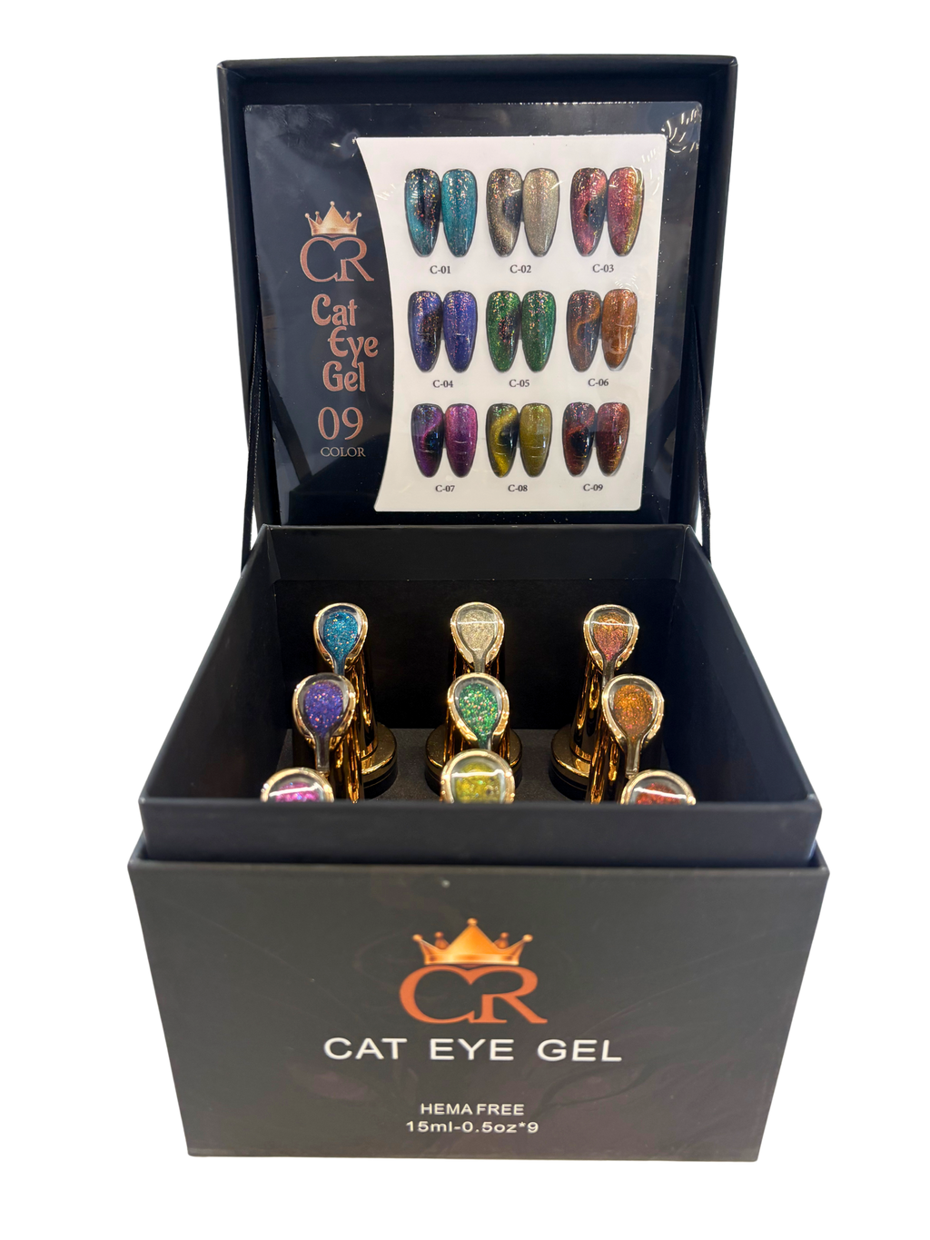 CROWN Glitter Cateye Gel Polish - 9 Colors Set
