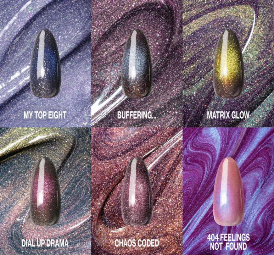Aprés Prismatic 18pcs Gel Couleur Set – Two-Tone Shift Gel Polishes | Cat Eye, Pearlescent & Flash Glitter