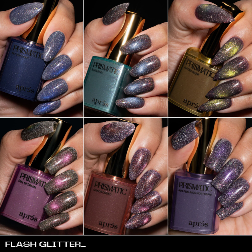 Aprés Prismatic 18pcs Gel Couleur Set – Two-Tone Shift Gel Polishes | Cat Eye, Pearlescent & Flash Glitter
