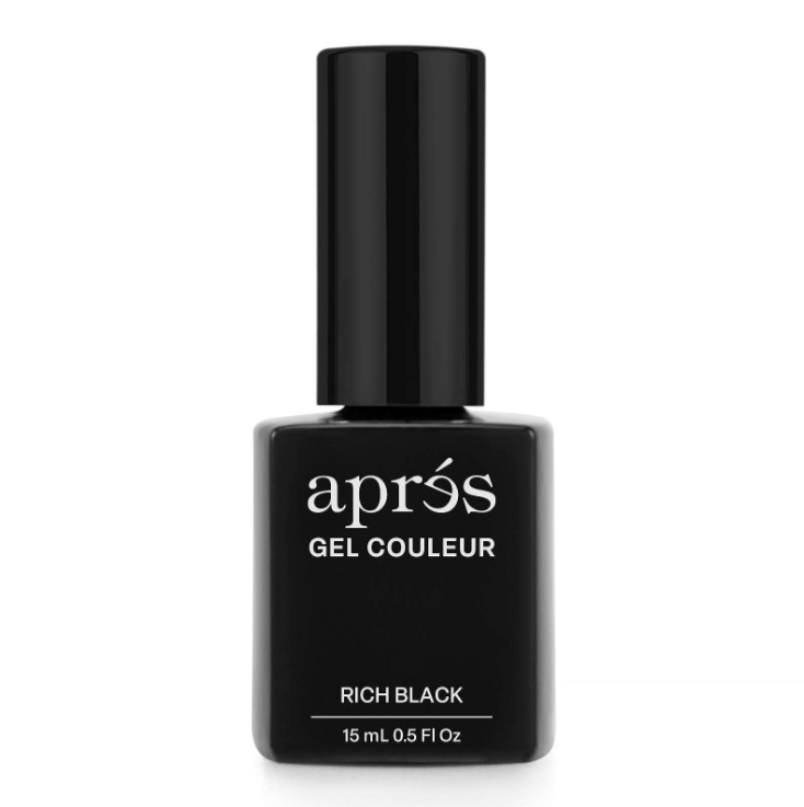 Aprés Rich Black Gel Polish – One-Coat Opacity, No Streaks | 15ml/30ml