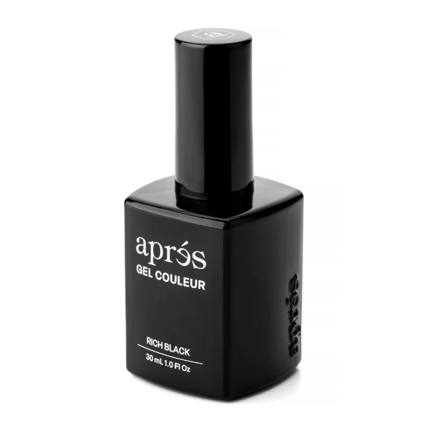 Aprés Rich Black Gel Polish – One-Coat Opacity, No Streaks | 15ml/30ml