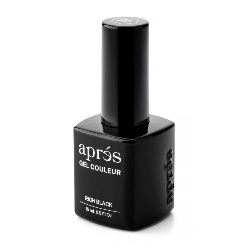 Aprés Rich Black Gel Polish – One-Coat Opacity, No Streaks | 15ml/30ml