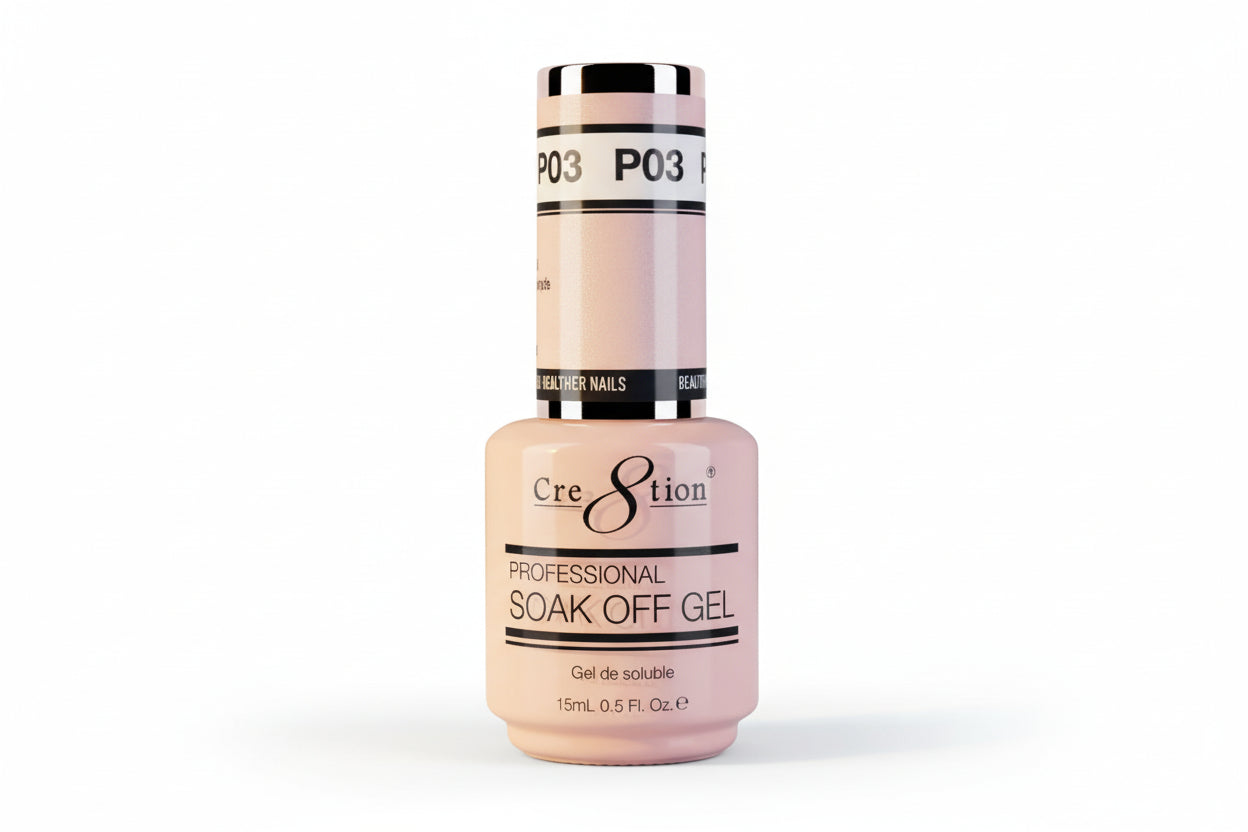 Cre8tion soak off gel bottle on a white background