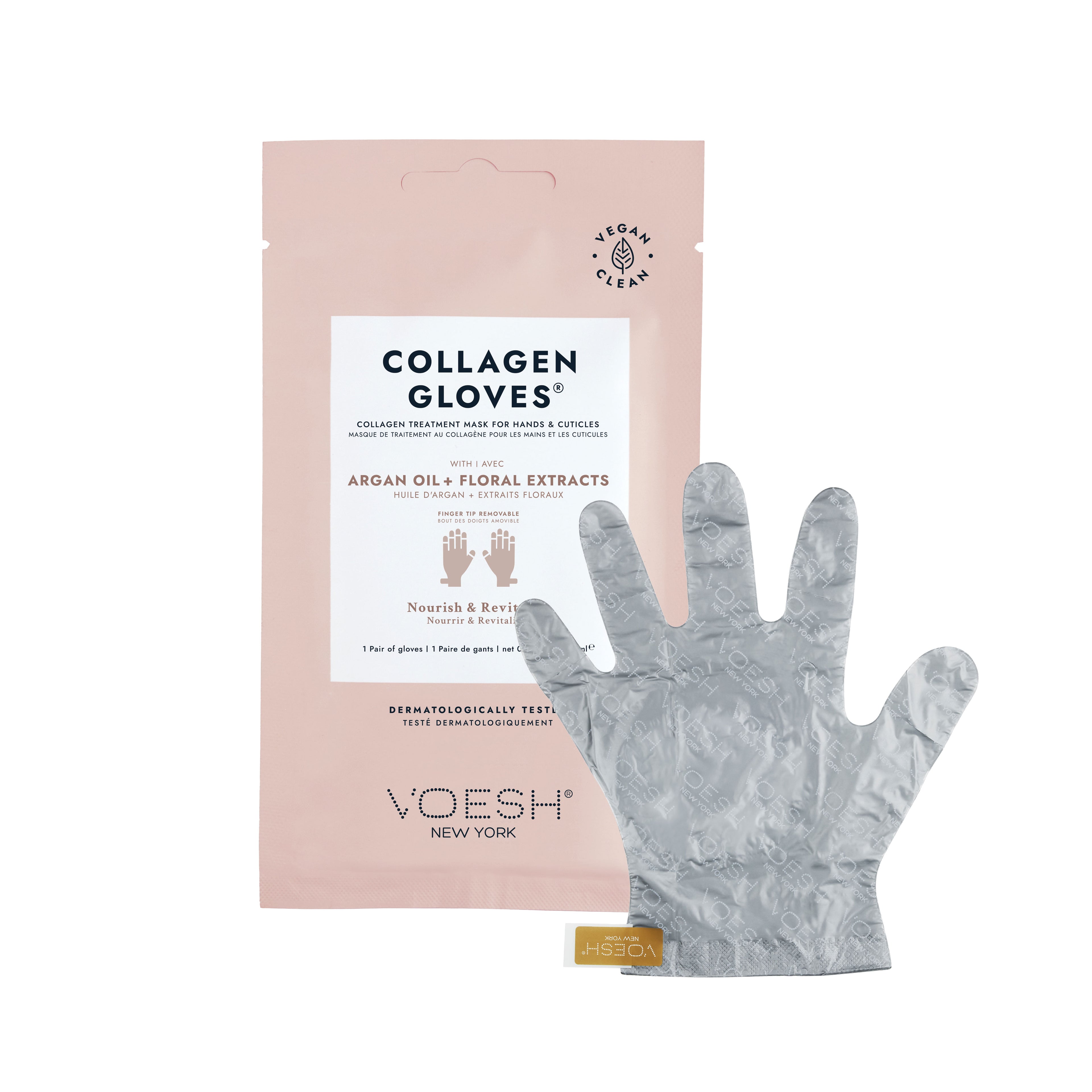 Collagen gloves with packaging on a white background