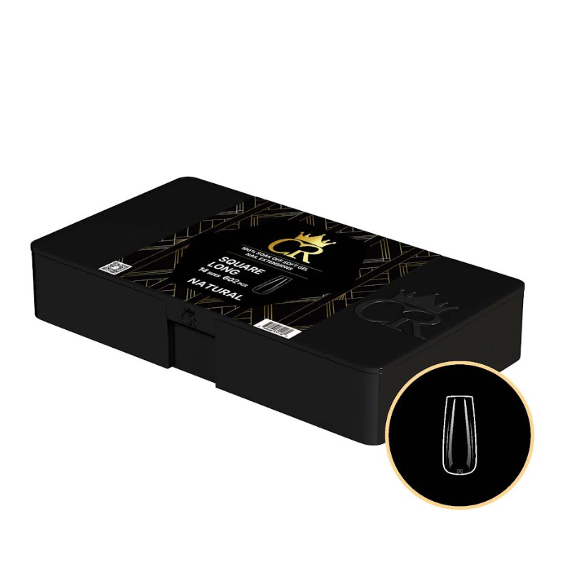 Professional Square Soft Gel Tips | 602 Pieces | 14 Sizes incl. Half Sizes | Extra Sturdy (Choose Length: X-Short, Short, Medium, or Long)