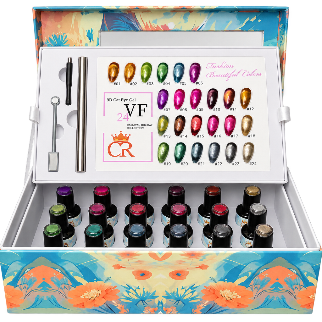 CROWN 9D Cateye Gel Polish – Carnival Holiday Collection (24 Colors)