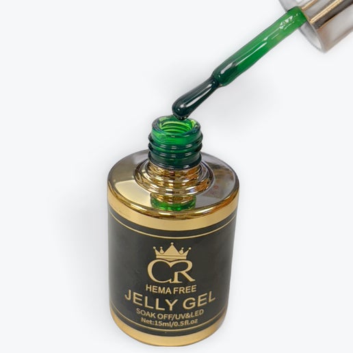 Bottle of Jelly Gel with a dropper filled with green gel on a white background