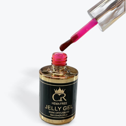 Bottle of jelly gel with a pink applicator on a white background