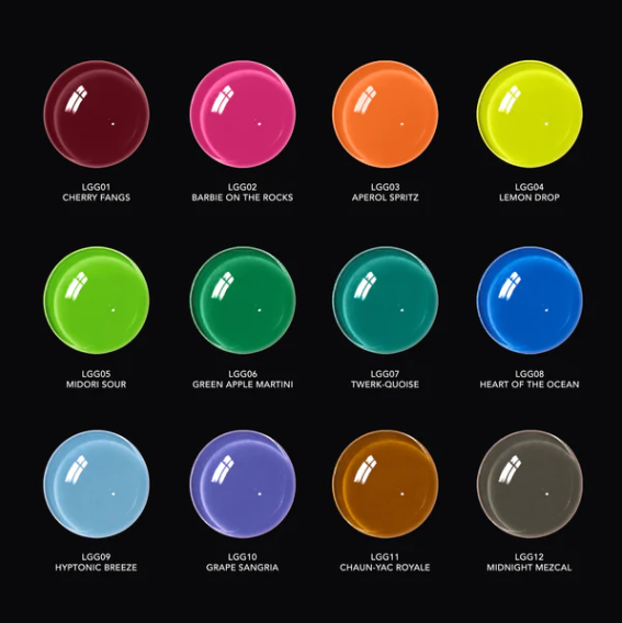 Color swatches with names on a black background