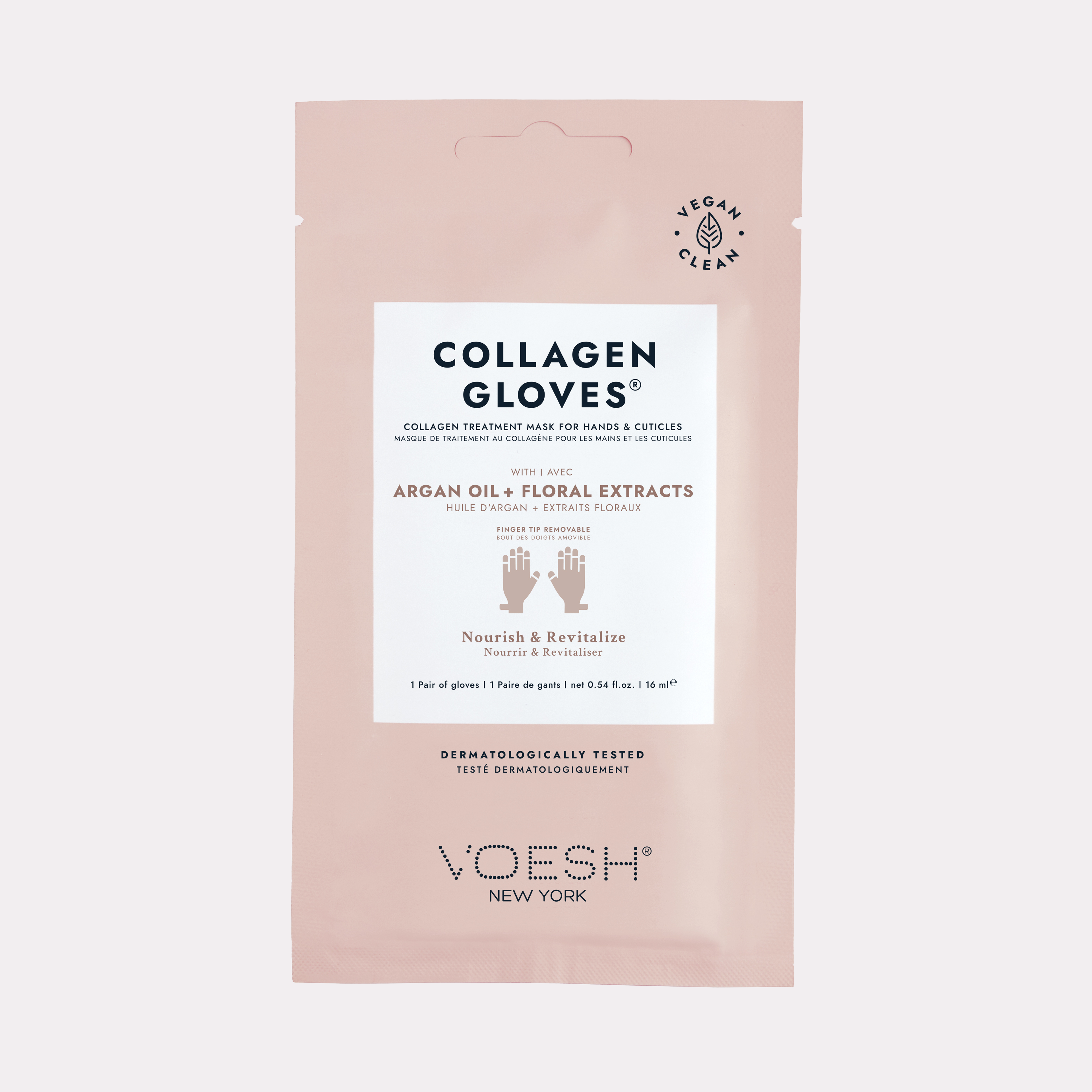 VOESH Collagen Gloves packaging on a light pink background