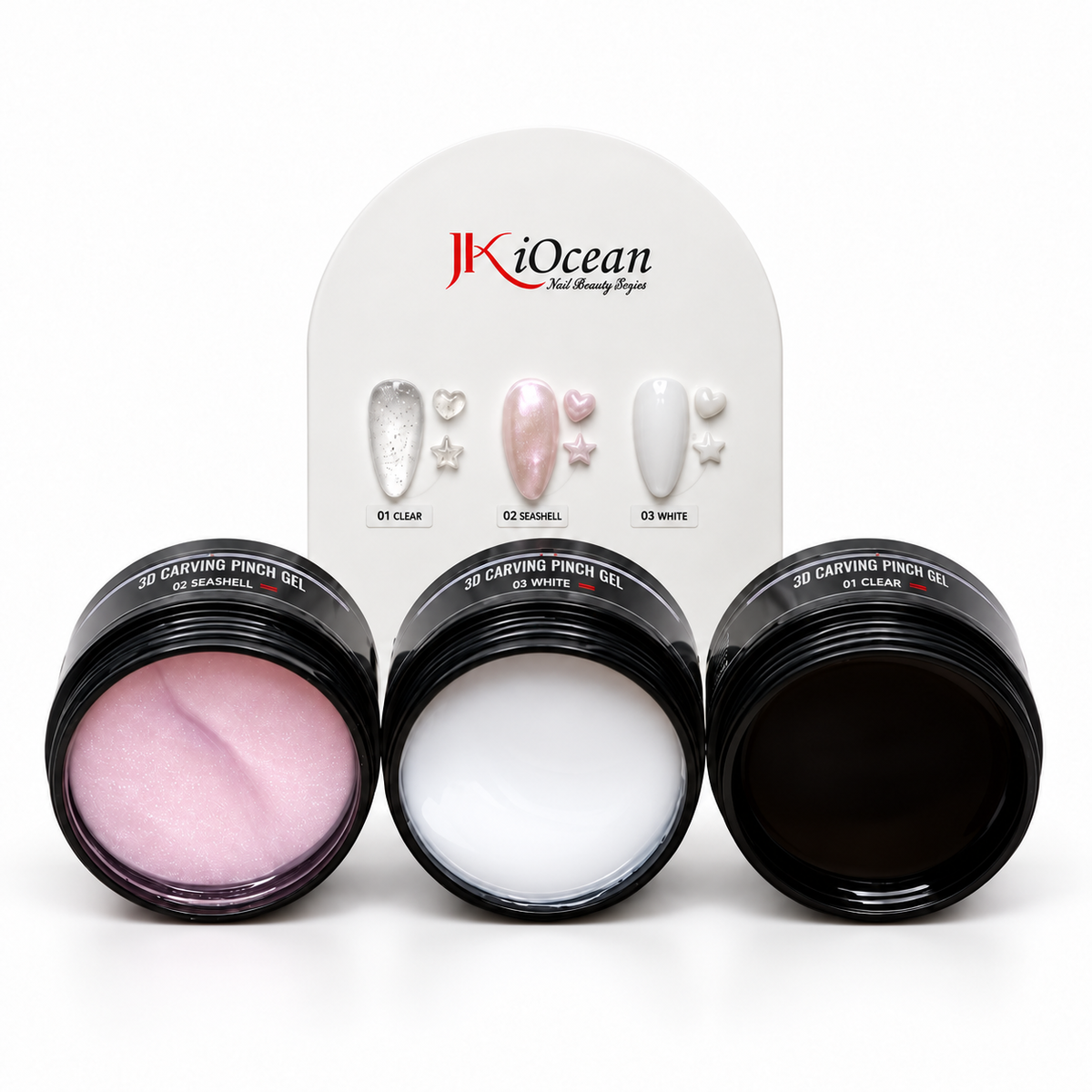 3D Molding Gel 30g – White, Clear & Pearlescent Pink | Sculpting Gel for 3D Flowers, Nail Art & Textured Designs | Non-Yellowing, Hold-Its-Shape Formula for Pro Nail Techs
