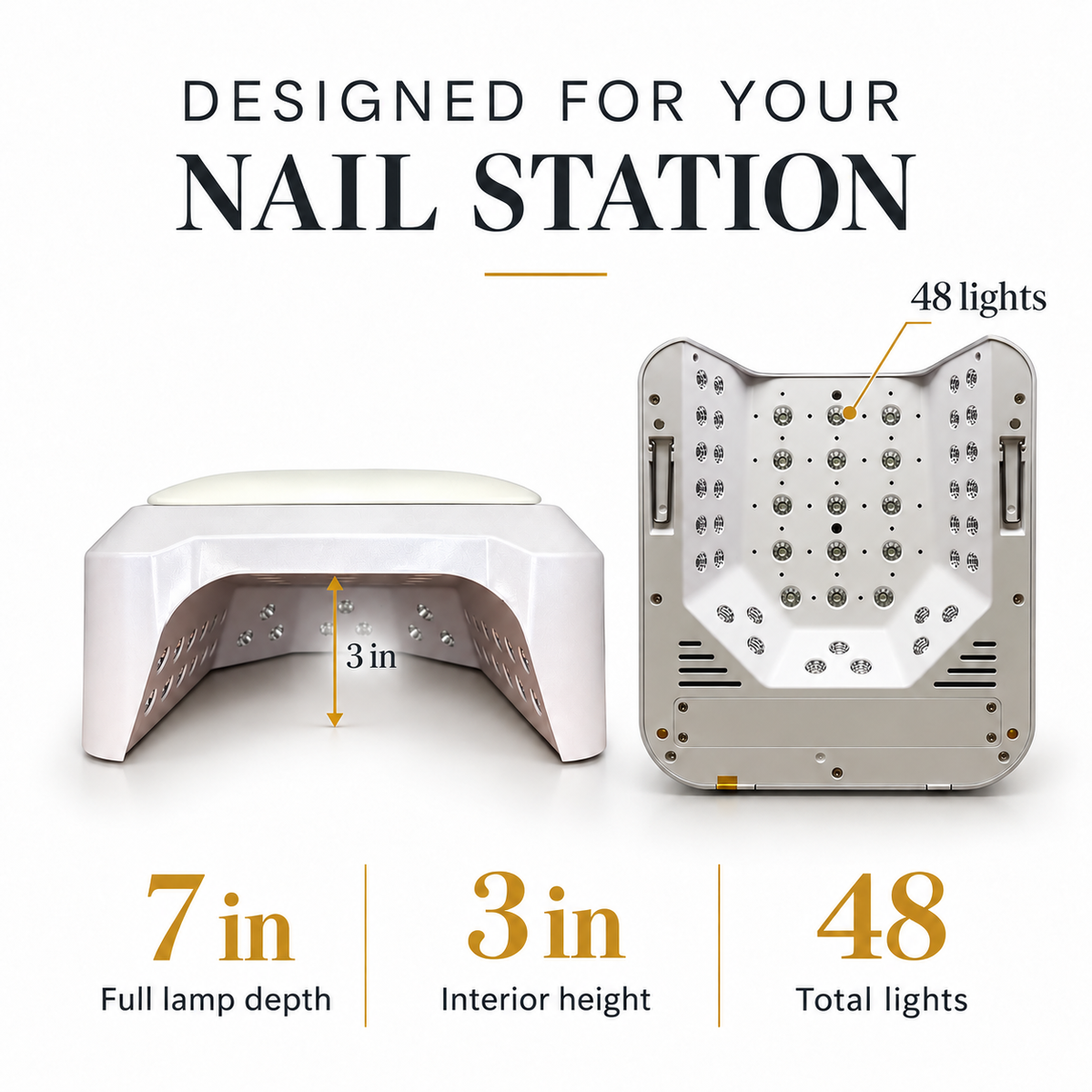 CROWN UV/LED Nail Lamp 60W – 48 LED Professional Gel Curing Lamp with Arm Rest Pad