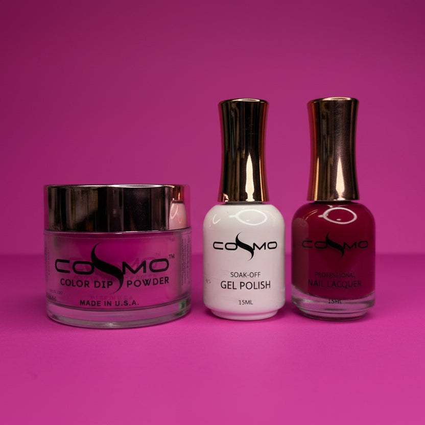 Cosmo 4in1 Trio #137 Berry Beautiful – Gel, Lacquer & Dip/Acrylic Powder Set in Vibrant Berry Fuchsia