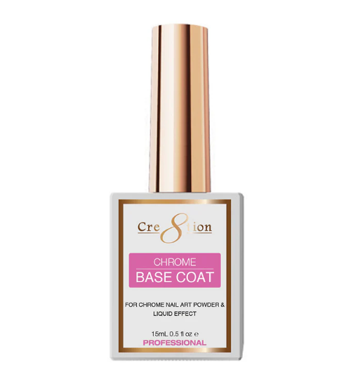 Cre8tion Chrome Base in Clear – Sticky, No-Wipe Base Coat for Chrome Powder Application