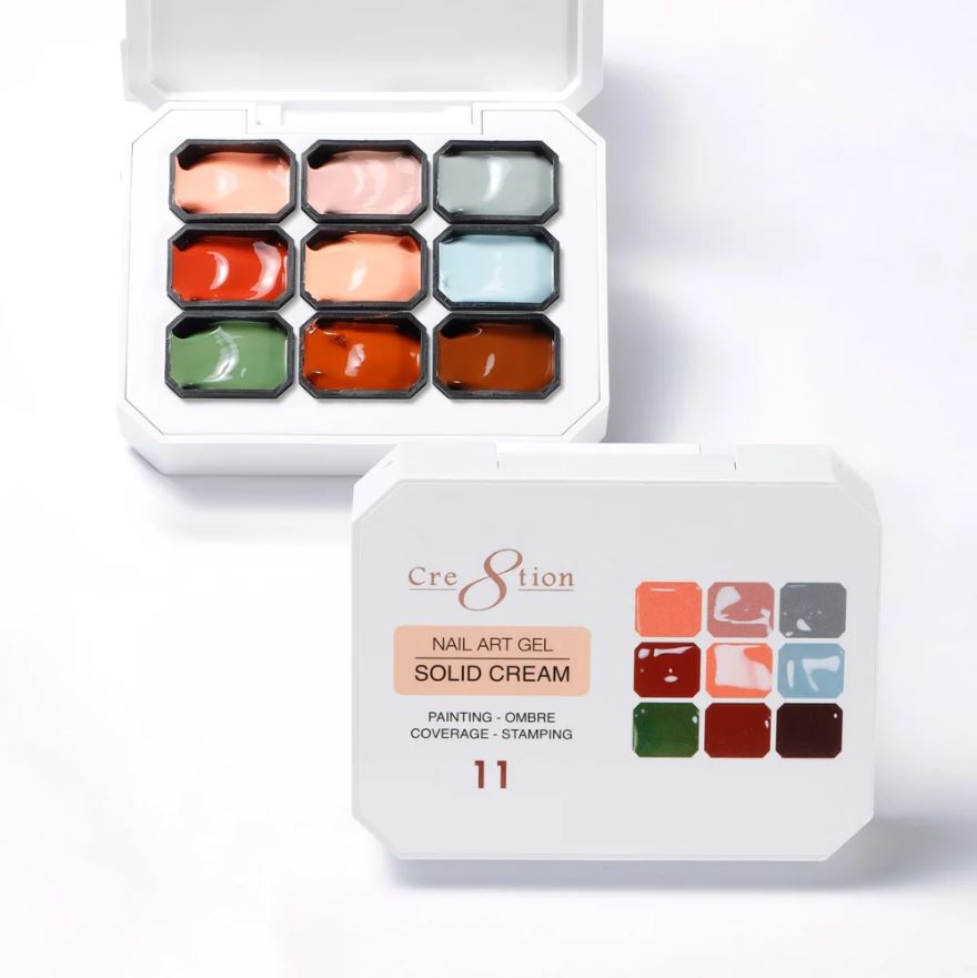 Set of nail art gel solid cream in a white box with 'Cre8tion' branding.