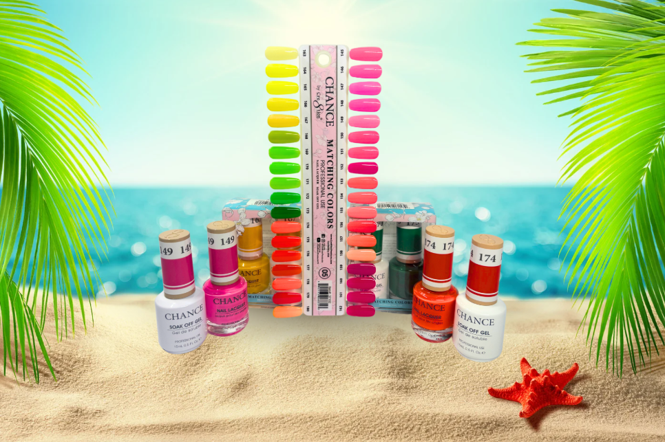 Chance by Cre8tion Summer Vibes Collection | 36 Bright & Bold Gel & Nail Lacquer Duos | Complete Salon Nail Color Set