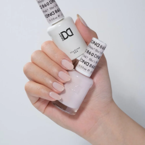 DND She's White She's Pink #860 – Cloudy Pink White Sheer Gel Polish