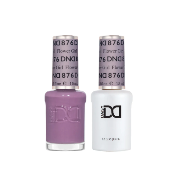 DND Flower Girl #876 – Powdery Pink Gel & Nail Polish Duo | Full Coverage with Lilac Undertones | DND DC Duo Set