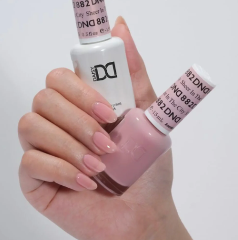 DND Sheer In The City #882 – Dusty Peachy Pink Sheer Gel & Nail Polish Duo | DND DC Duo Set