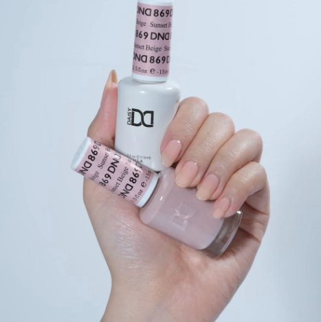 DND Sunset Beige #869 – Sheer Peachy Beige Gel & Nail Polish Duo | DND DC Duo Set