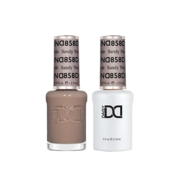 DND Sandy Nude #858 – Cloudy Beige Nude Sheer Gel Polish for Clean Girl Nails