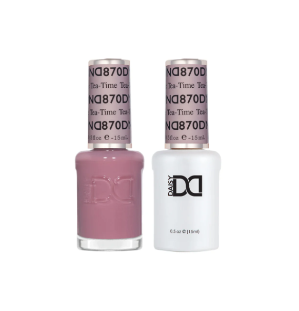 DND Tea-Time #870 – Soft Rosy Pink Sheer Gel & Nail Polish Duo | DND DC Duo Set