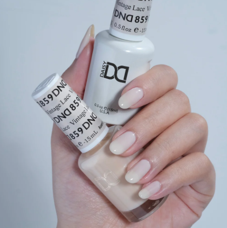 DND Vintage Lace #859 – Creamy Off-White Sheer Gel Polish