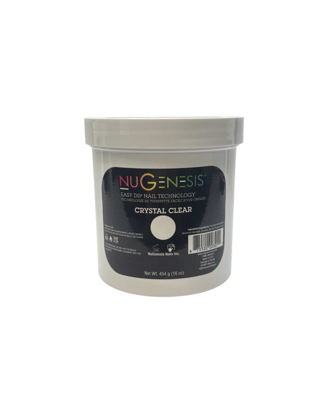 NuGenesis Crystal Clear Dip Powder 16oz – Professional Clear Powder for Flawless Foundation, Smooth Application & Encapsulation – No White Specks or Cloudiness