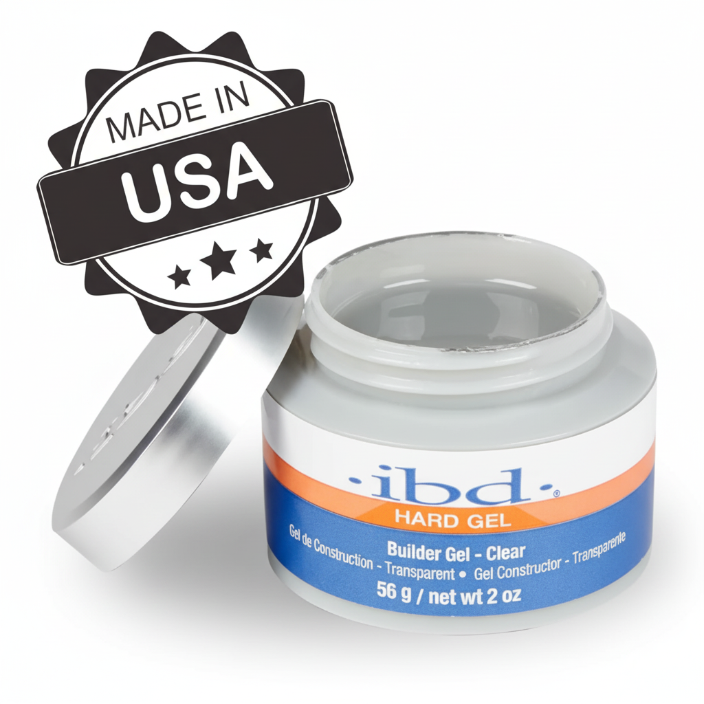 Jar of ibd Hard Gel with 'Made in USA' label on a white background