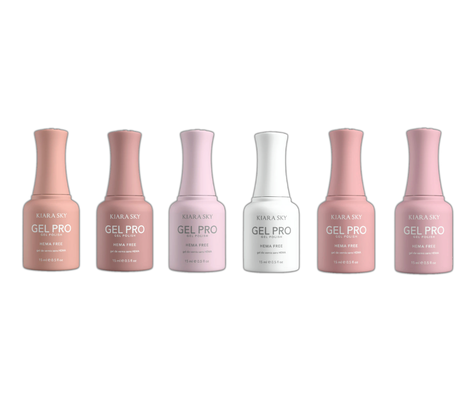 Set of Kieka Sky Gel Pro nail polish bottles on a white background
