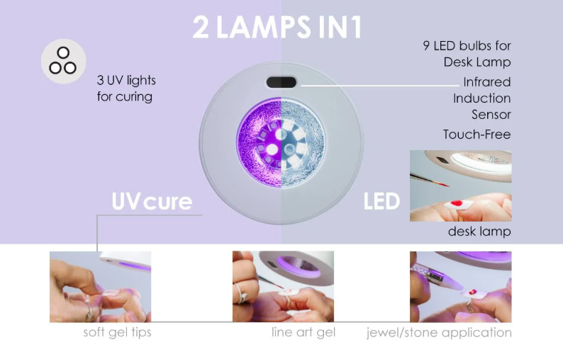 KUPA Duet LED/UV Lamp: 2-in-1 Cordless Desk Lamp & Hands-Free 15-Second Flash Cure Light for Gel-X and Builder Gel