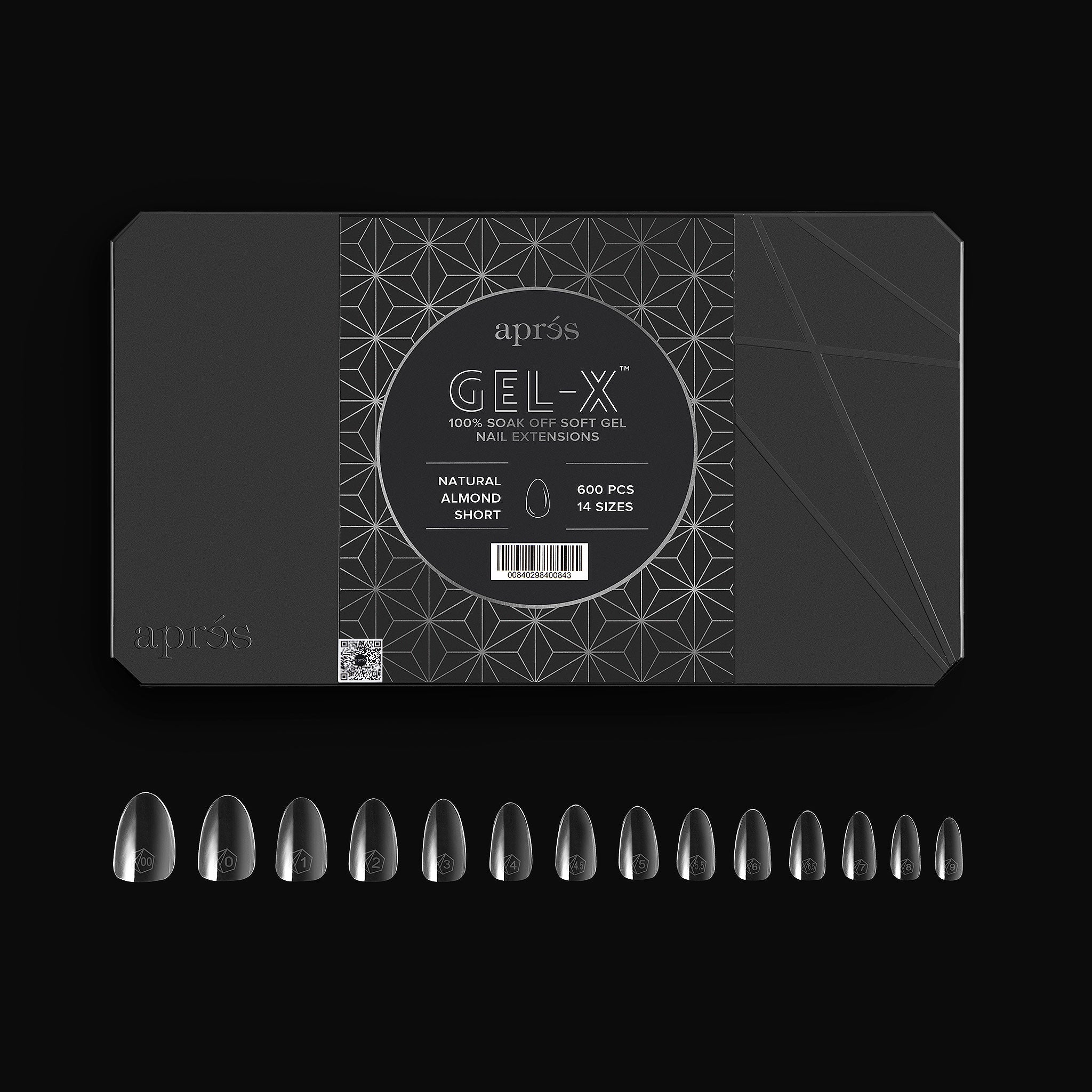 Aprés Gel-X® Natural Almond Tips | 600pc Professional Kit with 14 Sizes (00-9) for Seamless Manicures