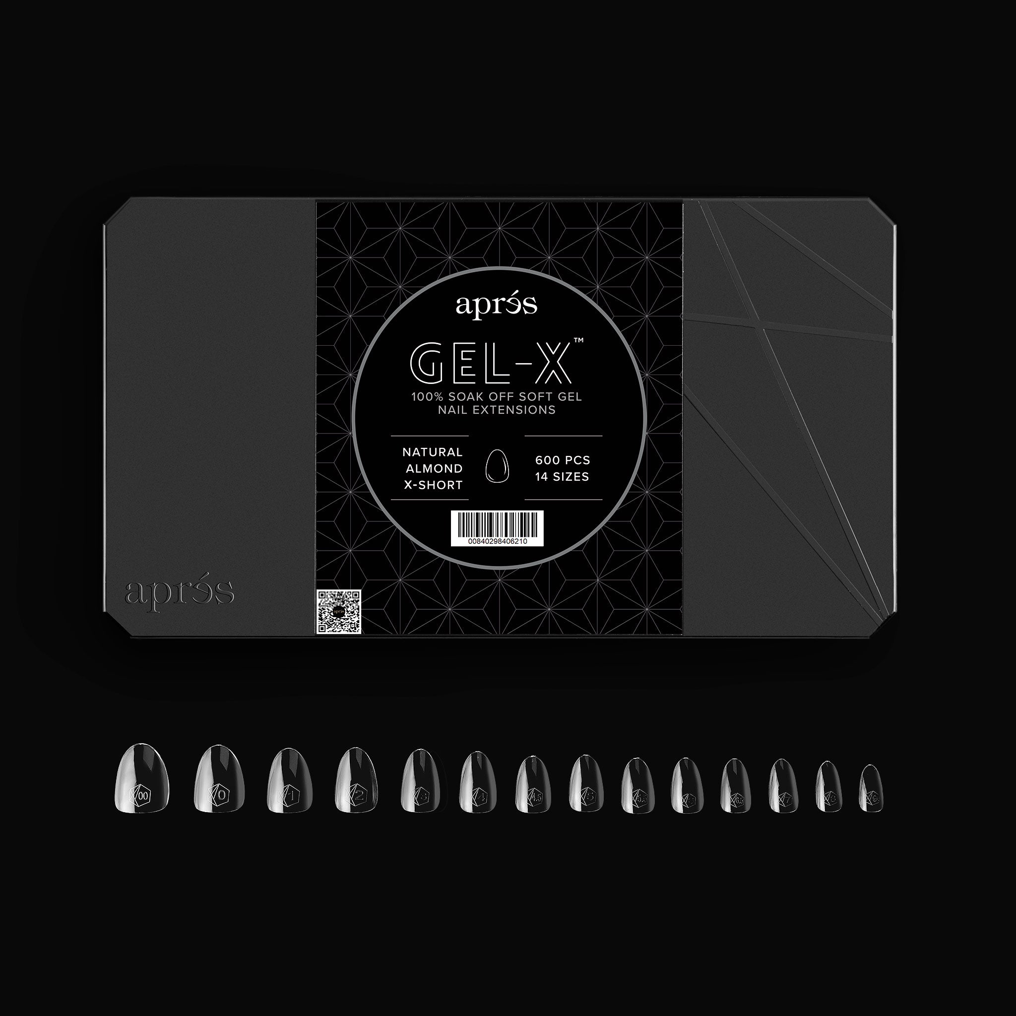 Aprés Gel-X® Natural Almond Tips | 600pc Professional Kit with 14 Sizes (00-9) for Seamless Manicures
