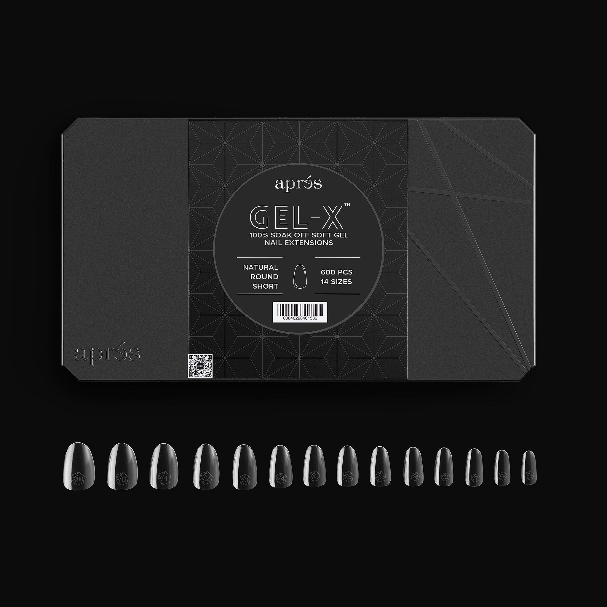 Aprés Gel-X® Natural Round Tips | 600pc Soft Gel Full-Cover Tips, 14 Sizes (00-9) for Classic & French Manicures