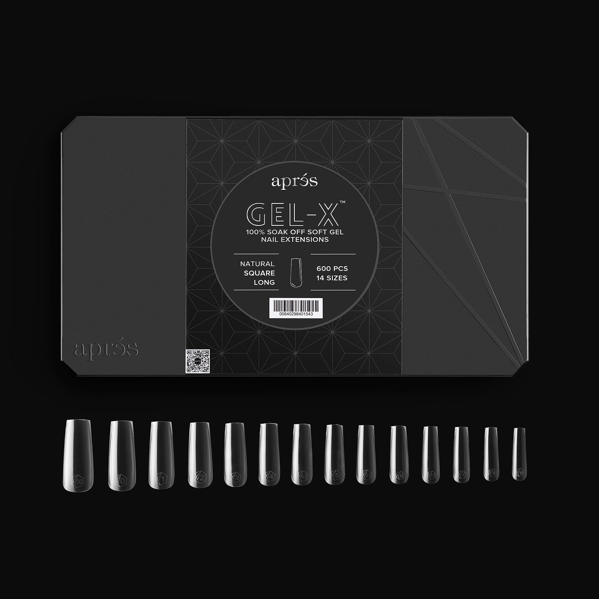 Aprés Gel-X® Tip Box | Natural Square | 600pc Soft Gel Tips, 14 Sizes 00-9, Premium Quality (Natural Square, 600 pcs)