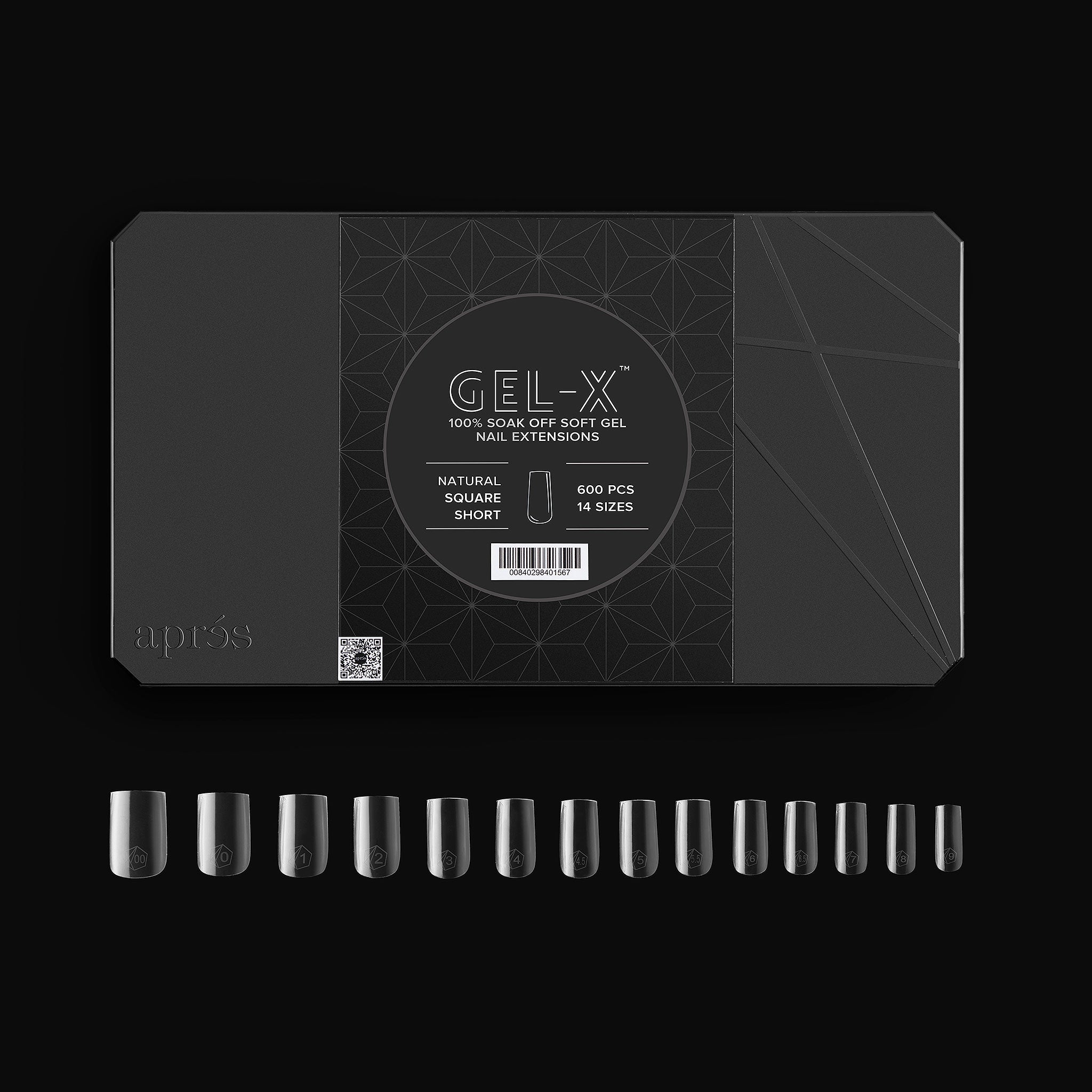 Aprés Gel-X® Tip Box | Natural Square | 600pc Soft Gel Tips, 14 Sizes 00-9, Premium Quality (Natural Square, 600 pcs)