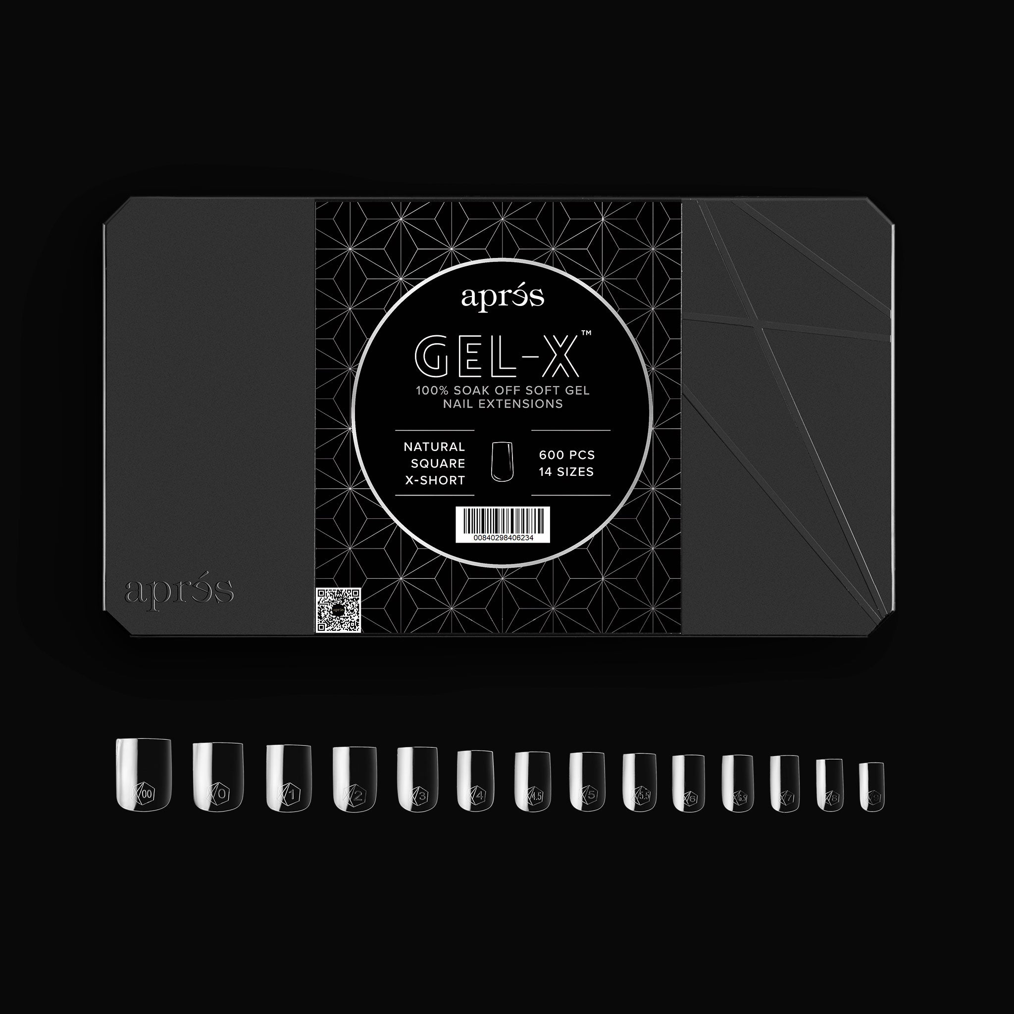 Aprés Gel-X® Tip Box | Natural Square | 600pc Soft Gel Tips, 14 Sizes 00-9, Premium Quality (Natural Square, 600 pcs)