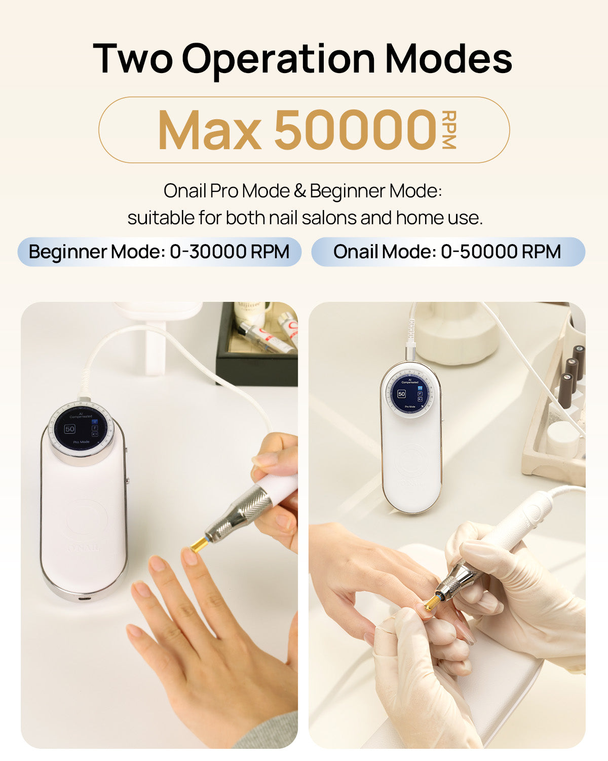 ONAIL Nail Drill Pro Max 50,000 RPM – Professional E-File with FREE Bit Set