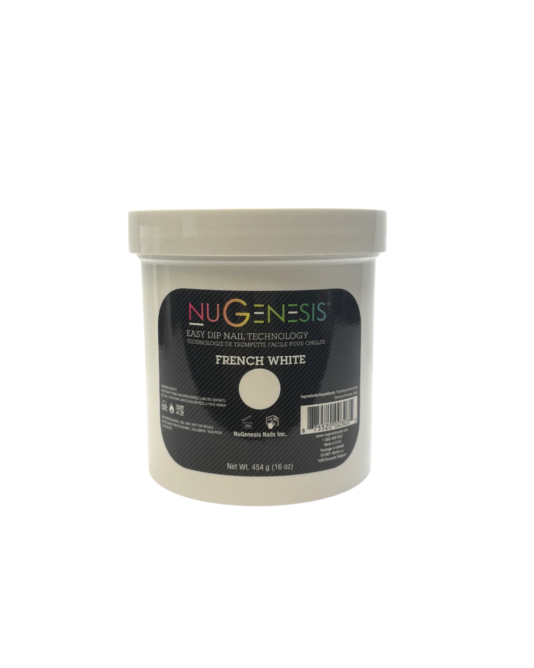 NuGenesis French White Dip Powder 16oz – Bright True White for Crisp French Manicures, Sharp Smile Lines & Professional Definition