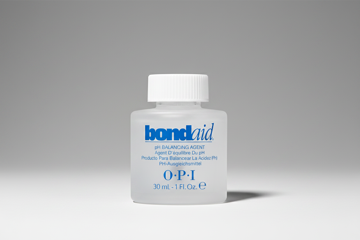 OPI bond aid bottle on a light blue background