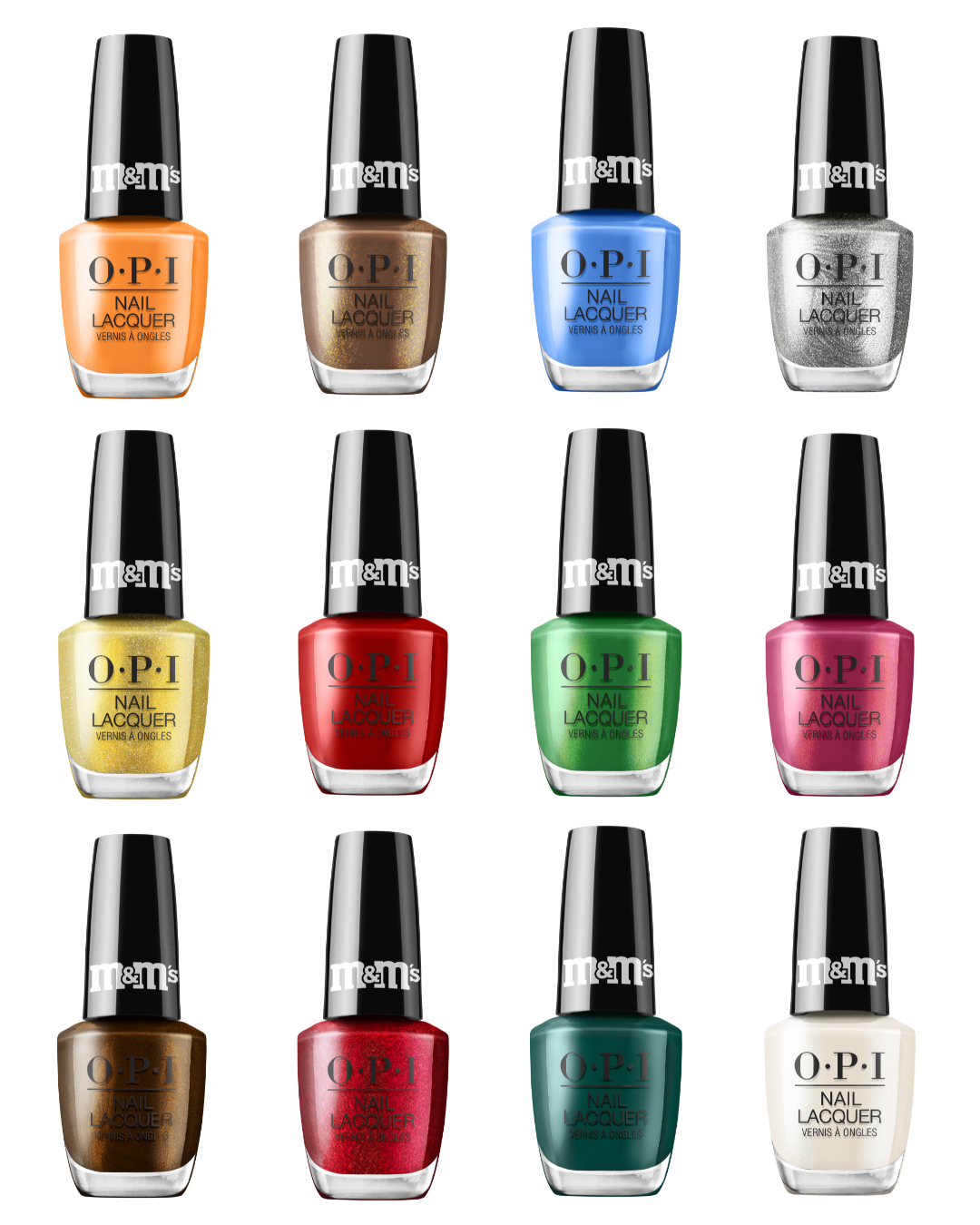 OPI x M&M’S Holiday 2026 Collection – 12 Nail Lacquer Set with Display