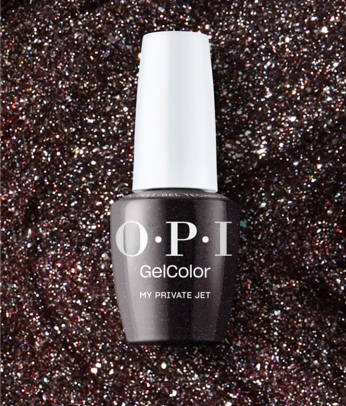OPI My Private Jet B59 - Deep Black Nail Polish with Glimmering Shimmer | Lacquer, GelColor, or Dip Powder
