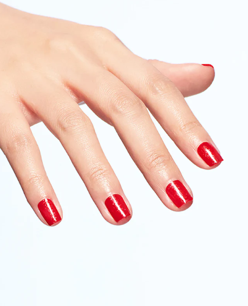 OPI Duos Left Your Texts on Red S010 – Shimmery Red Nail Polish (Gel + Regular Lacquer, Makes Them Want You More)